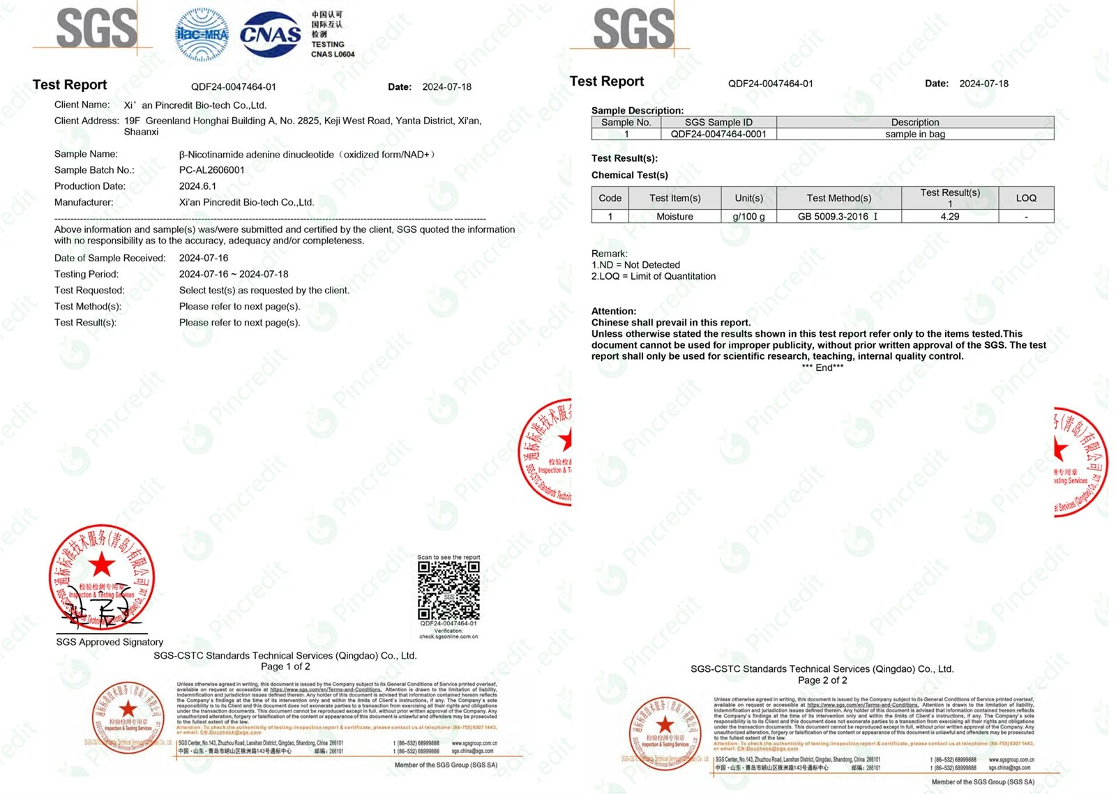 NAD Moisturize Test Report